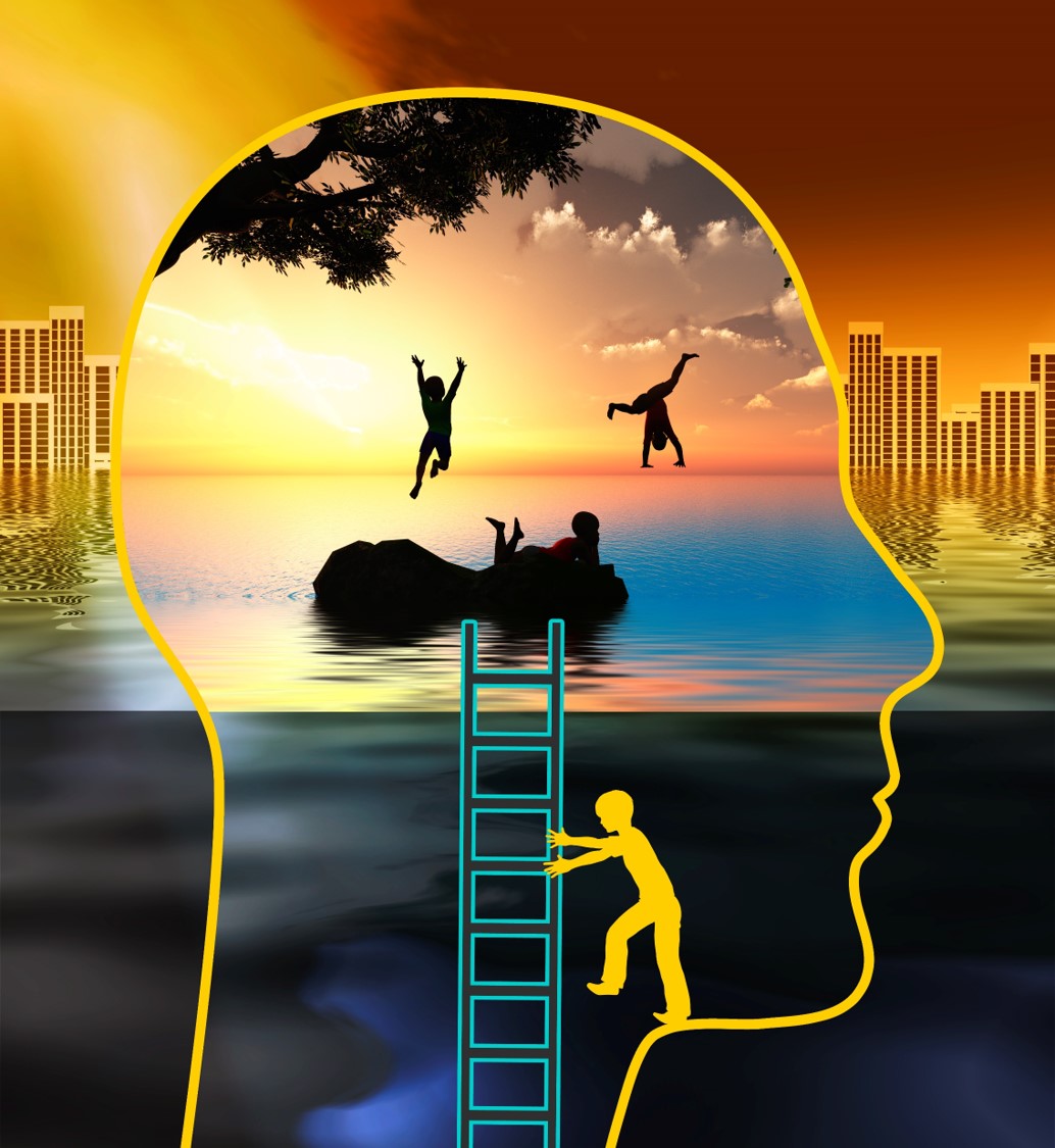 silhouette of children playing